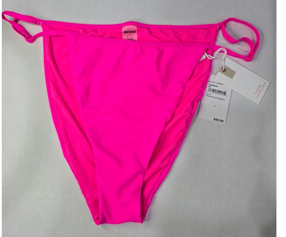 NWT Good American Bikini Bottom Size 6 Knockout Pink